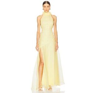 Sonya Moda Noelle yellow silk Gown dress size XS